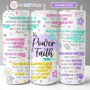 Faith Tumbler Wrap Bible Verses Jesus God Christian PNG Seamless Sublimation 20 oz Tumbler Design Instant Digital Download