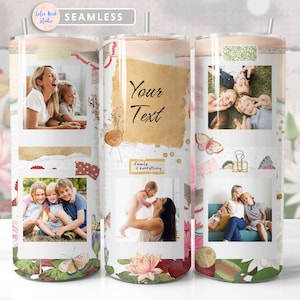Picture Tumbler Wrap 20 oz PNG Add Your Own 5 Photos and Text Rustic Butterfly Seamless Sublimation Design Instant Digital Download