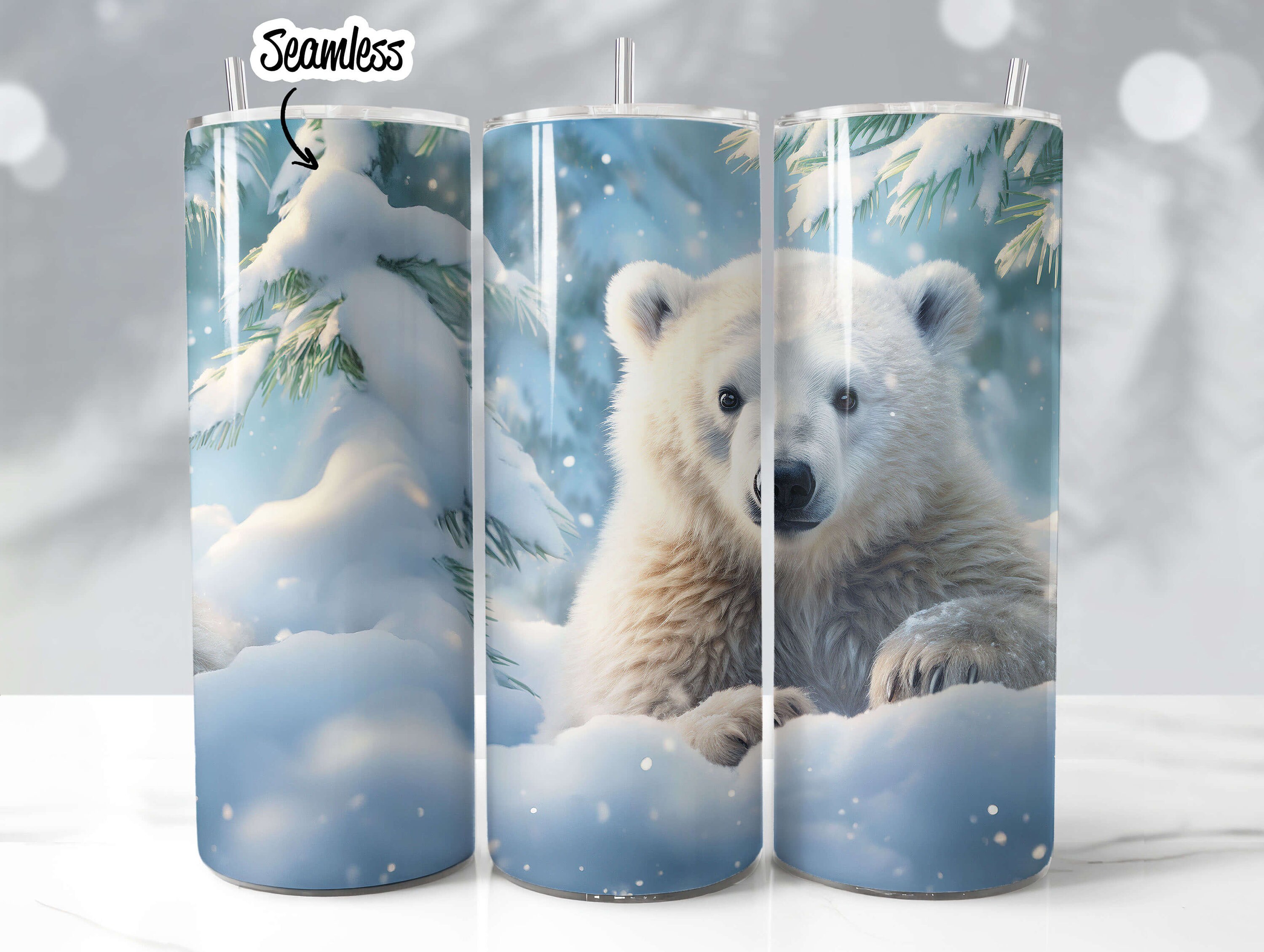 Polar Bear 20 Oz Tumbler Wrap PNG Seamless Sublimation Design - Etsy