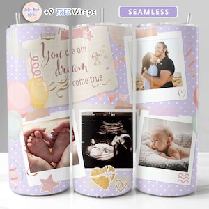 Parent to Be Tumbler Wrap Family Photo PNG Add Your Own 4 Pictures Seamless Sublimation 20 oz Tumbler Design Instant Digital Download