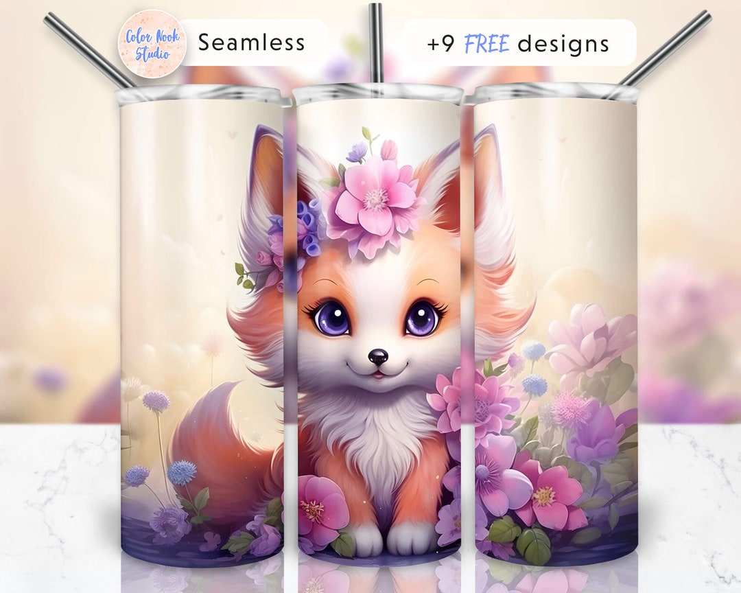 Fox Tumbler Wrap 20 Oz PNG Kids Cute Seamless Sublimation Design ...