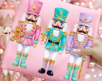 Hand Painted Nutcracker PNG Design, Christmas Character PNG File, Glitter Xmas Sublimation - Digital Download
