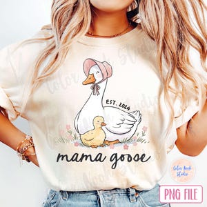 Mama Goose PNG, bébé oie, nouvelle maman, Est 2024, Coquette Mama PNG, fond Transparent, téléchargement numérique