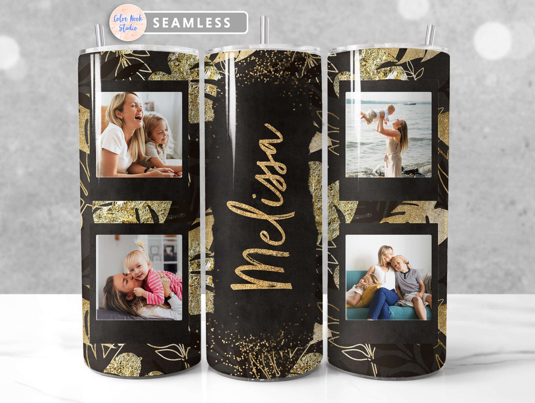 Add Your Name Tumbler Wrap PNG Black and Gold Add Your Own Text ...