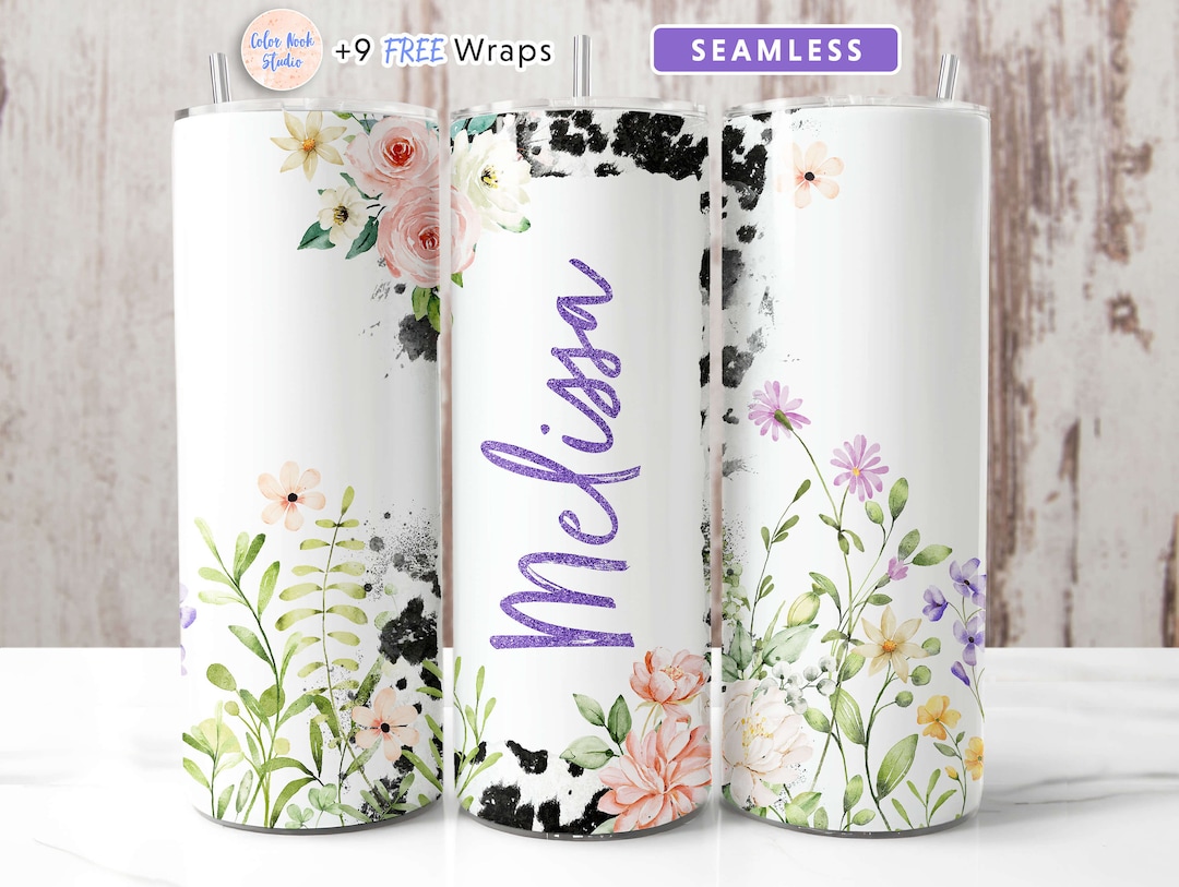 Personalized Tumbler Wrap PNG Add Your Own Name Wildflowers 20 Oz ...