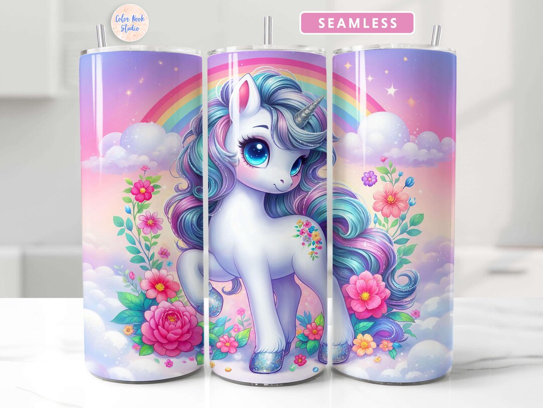 Unicorn Tumbler Wrap Cute PNG Sublimation Seamless 20 Oz Skinny Tumbler ...