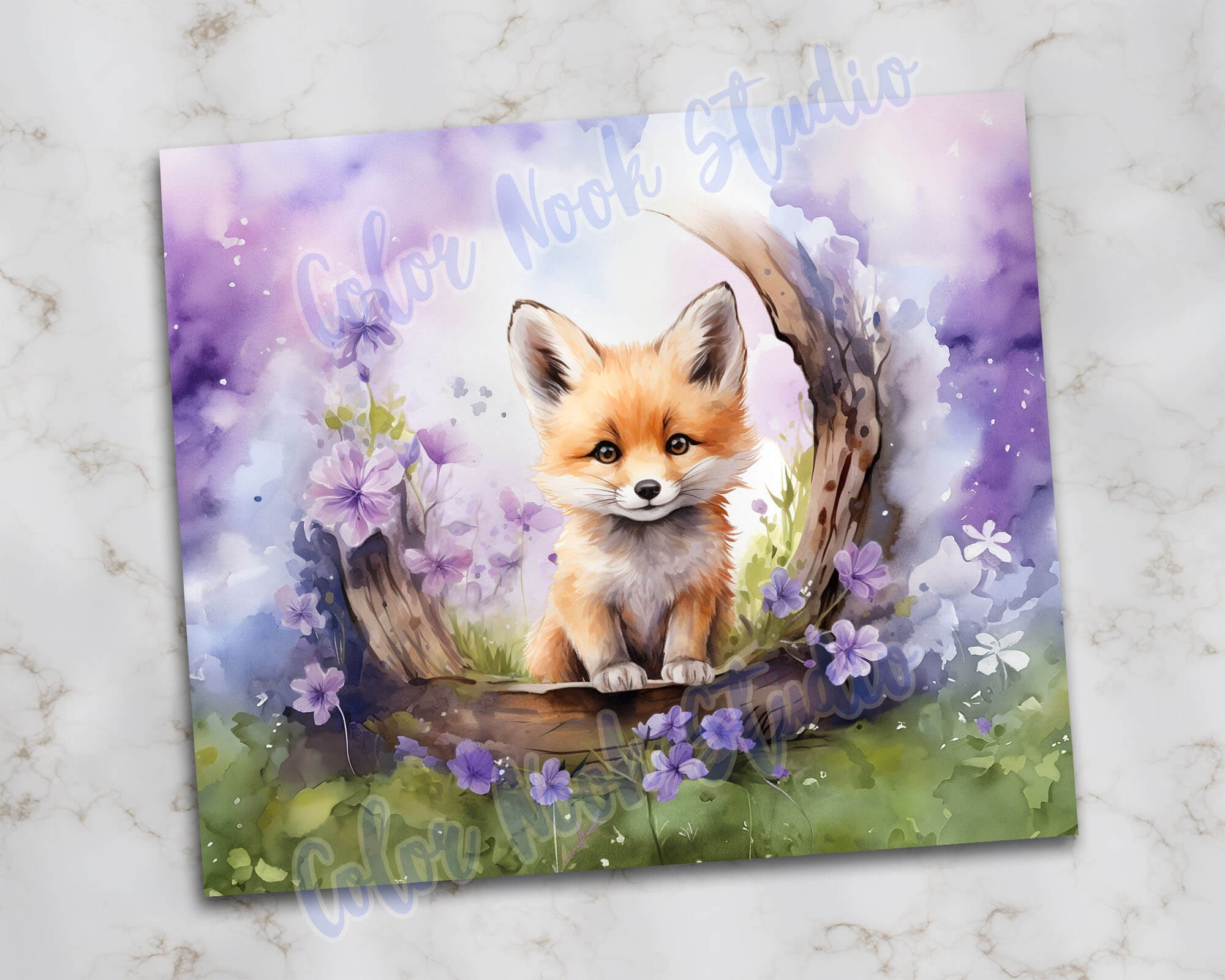 Fox 20 Oz Tumbler Wrap Add Your Name Personalised PNG Seamless ...