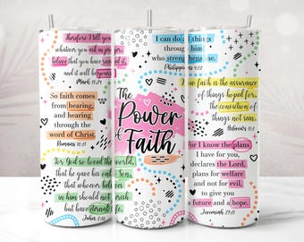 Faith Tumbler Wrap PNG Christian Bible Verses Jesus God Seamless Sublimation 20 oz Tumbler Design Instant Digital Download