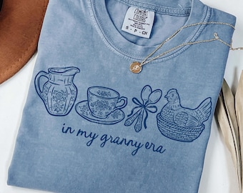 In My Granny Era PNG, Hand Drawn Grandma Core Doodles, Vintage Style PNG, Cottagecore Shirt Design