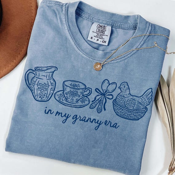 In My Granny Era PNG, Hand Drawn Grandma Core Doodles, Vintage Style PNG, Cottagecore Shirt Design