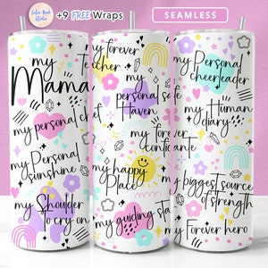 Mama Tumbler Wrap for Moms Doodle Seamless Sublimation 20 oz Tumbler Design Instant Digital Download