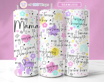 Envoltura para vaso de mamá, diseño de sublimación sin costuras, diseño de vaso de 20 oz, descarga digital instantánea