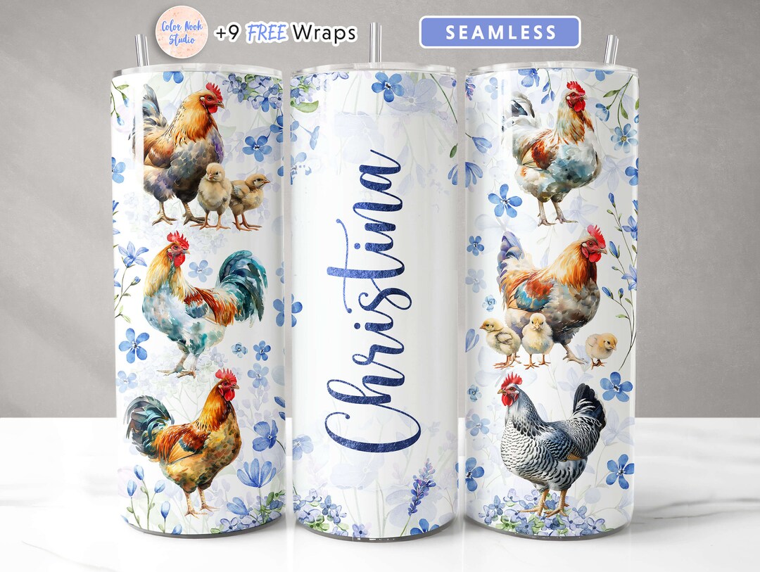 Chicken Tumbler Wrap PNG Add Your Own Name Personalized 20 Oz Tumbler ...