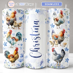 Avvolgere il bicchiere di pollo PNG Aggiungi il tuo nome Design personalizzato del bicchiere da 20 once Sublimazione senza soluzione di continuità Download digitale istantaneo