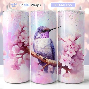 Hummingbird Tumbler Wrap 20 oz PNG Seamless Sublimation Design Instant Digital Download
