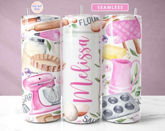 Baking Tumbler Wrap Design Pink 20 Oz Skinny Tumbler PNG Add Your Own ...