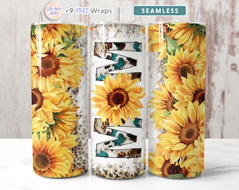 Mom Tumbler Wrap Sunflowers Seamless Sublimation 20 oz Tumbler Design for Mums Instant Digital Download