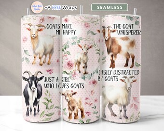 Goat 20 oz Tumbler Design Farm Animal PNG Seamless Sublimation Skinny Tumbler Instant Digital Download