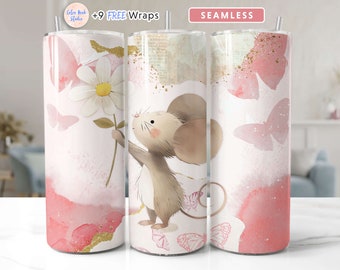 Mouse Tumbler Wrap PNG Cute 20 oz Tumbler Design Seamless Sublimation Instant Digital Download
