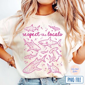 Shark PNG, Respect The Locals, Hand Drawn Doodle Design, Minimalist PNG, Transparent Background, Digital Download image 3