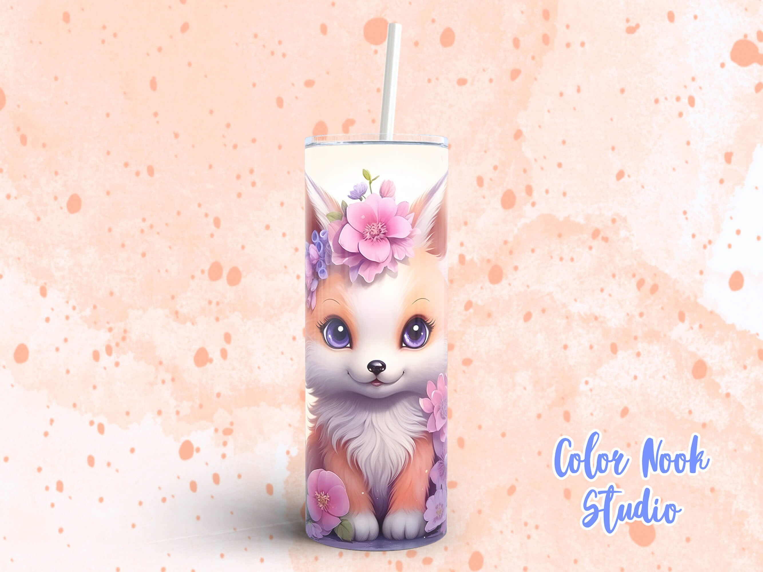Fox Tumbler Wrap 20 Oz PNG Kids Cute Seamless Sublimation Design ...