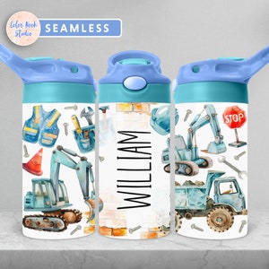 Dziecięca konstrukcja 12 oz Flip Top Tumbler Wrap Dziecięca butelka na wodę Sublimacja Projekt PNG Bezszwowe Dodaj swoje imię Natychmiastowe pobieranie cyfrowe