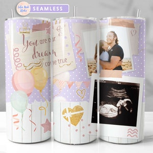Parent to Be Tumbler Wrap Family Photo PNG Add Your Own 2 Pictures Seamless Sublimation 20 oz Tumbler Design Instant Digital Download