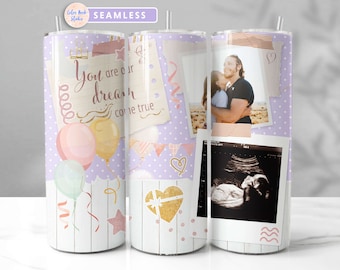 Envoltura de vaso para futuros padres Foto familiar PNG Agregue sus propias 2 imágenes Sublimación perfecta Diseño de vaso de 20 oz Descarga digital instantánea