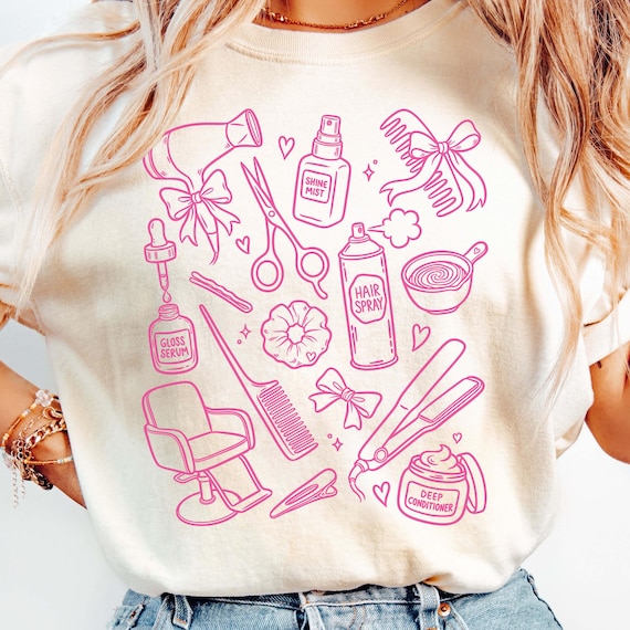Hairstylist Doodles PNG, Doodle Art Design, Hairdresser PNG, Transparent Background, Digital Download - Hand Drawn by Color Nook Studio