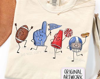 Happy Football Doodles PNG File, Tailgate Game Day Sublimation, Smiling Doodles, American Football Characters, Retro Sports Design