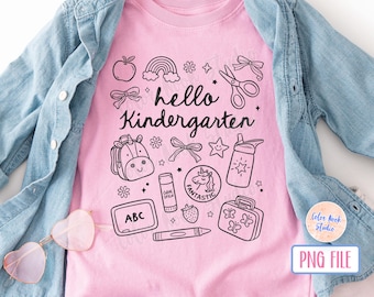 Kindergarten Back To School PNG, Hand Drawn Doodles, Kids, Coquette Design, Teacher First Day, Transparent Background, Digital Download