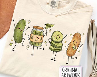 Happy Pickle Doodle PNG, Cute Smiling Characters Sublimation Design, Funny Pickle Lover Shirt PNG File
