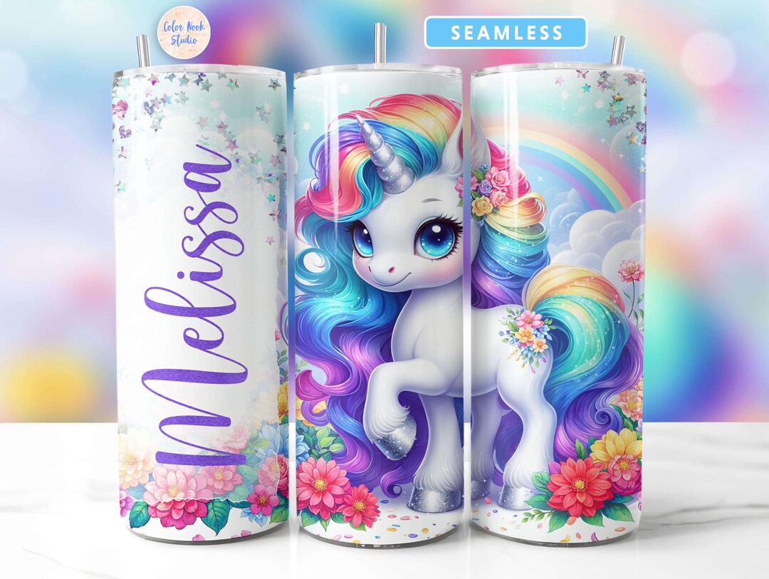 Unicorn Tumbler Wrap Personalized PNG Rainbow Cute Add Your Own Name ...