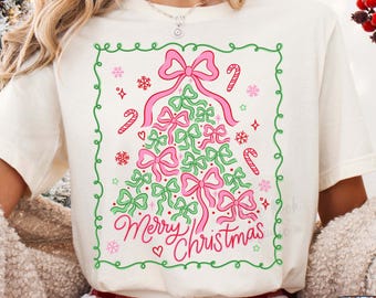 Bow Christmas Tree PNG, Coquette Xmas Design, Transparent Background, Digital Download - Hand Drawn by Color Nook Studio