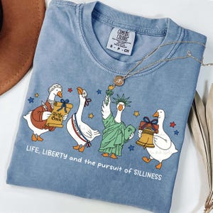 America 250 Goose PNG-fil, USA:s 250-årsjubileum, rolig patriotisk design, 4 juli PNG, liv, frihet och jakten på dumhet