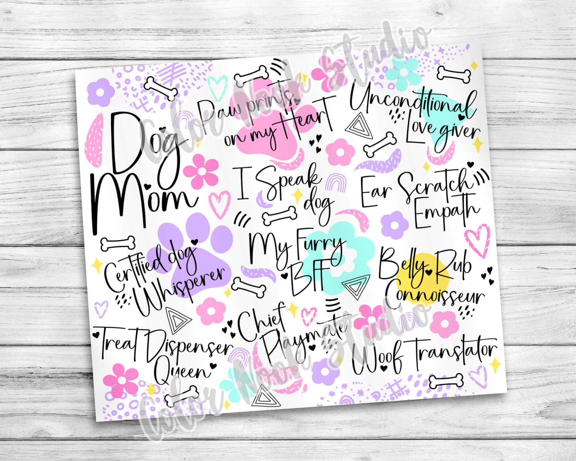 Dog Mom Tumbler Wrap PNG Doodle Seamless Sublimation 20 Oz Tumbler ...