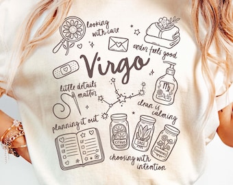 Virgo Zodiac Doodle Design, Astrology PNG, Doodle Art, Transparent Background, Digital Download – Hand Drawn by Color Nook Studio