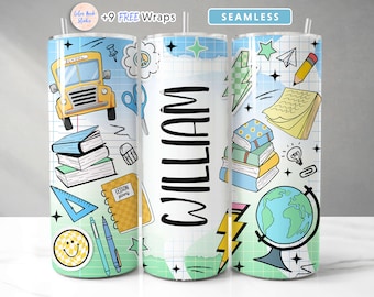 Lärarens Tumbler Wrap Design Skola Lägg till ditt eget namn/text Sömlös sublimering 20oz smal tumbler PNG direkt digital nedladdning