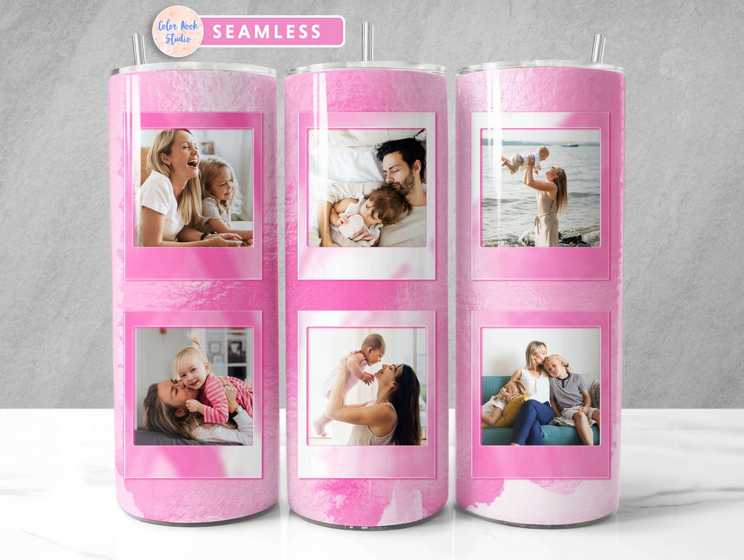 Photo 20 Oz Tumbler Wrap Pink PNG Add Your Own 6 Pictures Seamless ...
