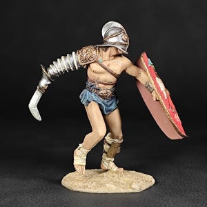 Collectible Painted Tin Soldier 54mm Roman gladiator Secutor. Metal Figure a Roman gladiator Secutor. Scale 1:32, tin 54mm