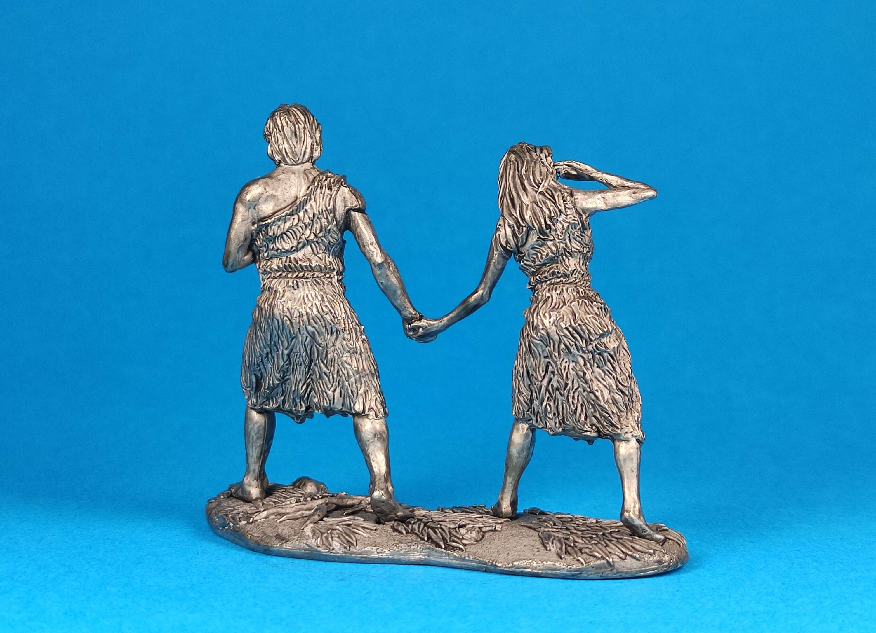 Tin Miniature Figurine of Adam and Eve Leaving the Garden of Eden ...