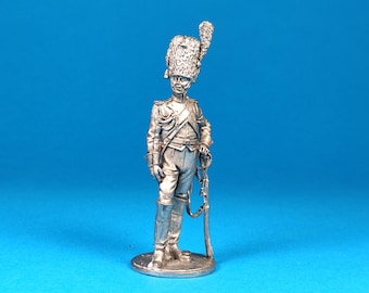 Tin miniature, figurine of Grenadier of the Horse Grenadiers of the Imperial Guard, France 1807-1814. Metal Figure a Grenadier. Tin 54mm