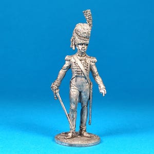 Tin miniature, figurine of Officer of the Guard Grenadiers. Westphalia 1809-1810. Metal Figure a Officer of the Guard Grenadiers. Scale1:32