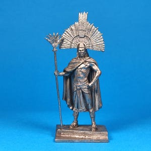 Tin miniature 54mm, figurine of Montezuma II, ruler of the Aztecs, 1520. Metal Figure Montezuma. Scale 1:32, tin 54mm