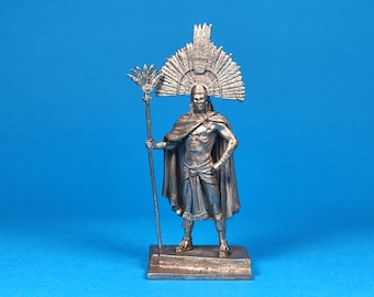 Tin miniature 54mm, figurine of Montezuma II, ruler of the Aztecs, 1520. Metal Figure Montezuma. Scale 1:32, tin 54mm
