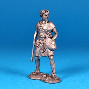 Tin miniature figurine of David the shepherd, metal figurine of David the shepherd, Scale / 1:32 (54mm)