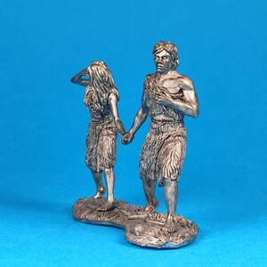 Tin Miniature Figurine of Adam and Eve Leaving the Garden of Eden ...