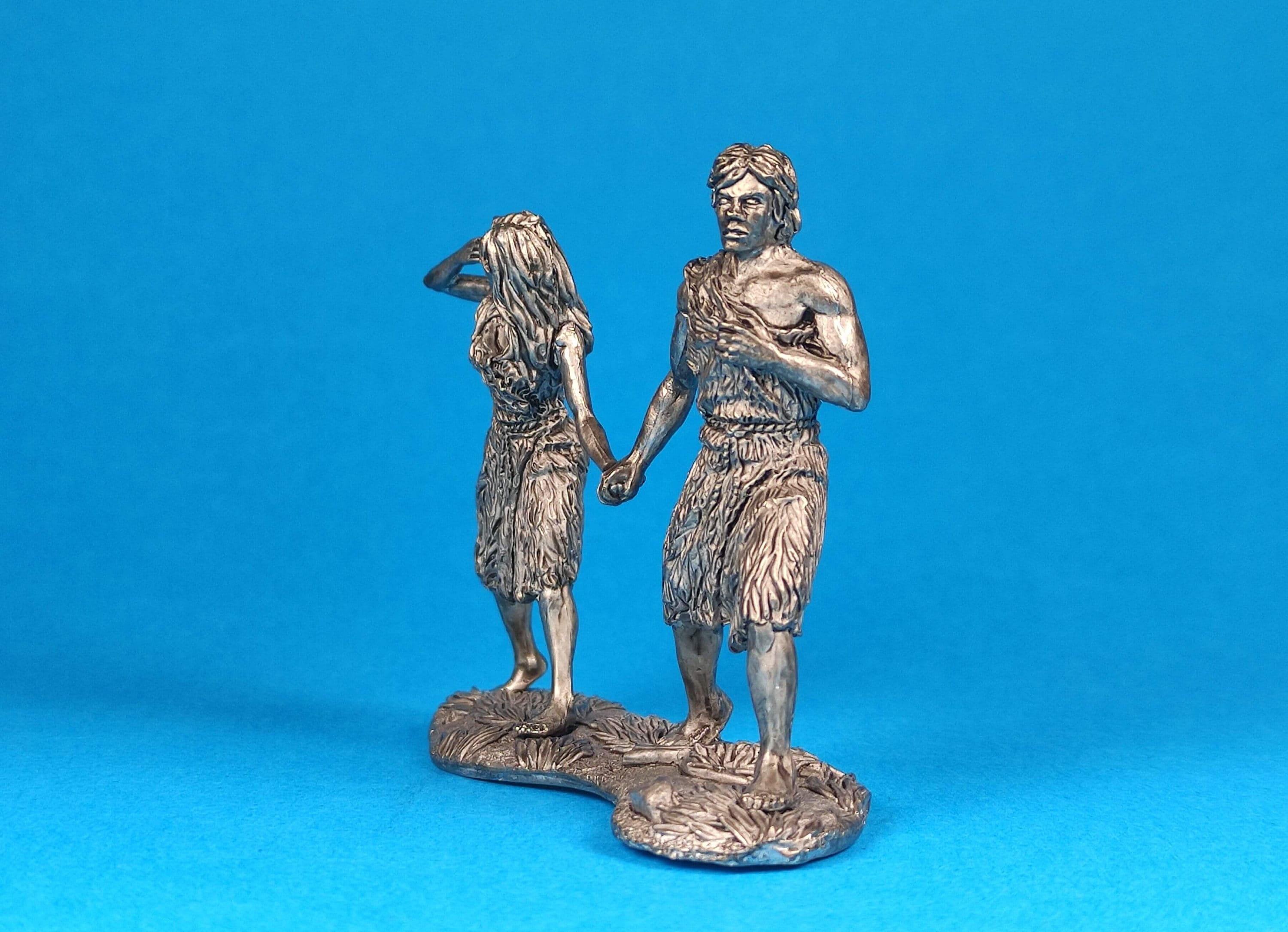 Tin Miniature Figurine of Adam and Eve Leaving the Garden of Eden ...