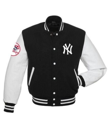 Boneless Slogan Embroidery Varsity Jacket, XL / Black