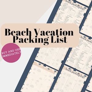 Beach Vacation Packing List, Printable, Customizable, Summer Packing List, Summer Vacation Checklist, Beach Trip Checklist